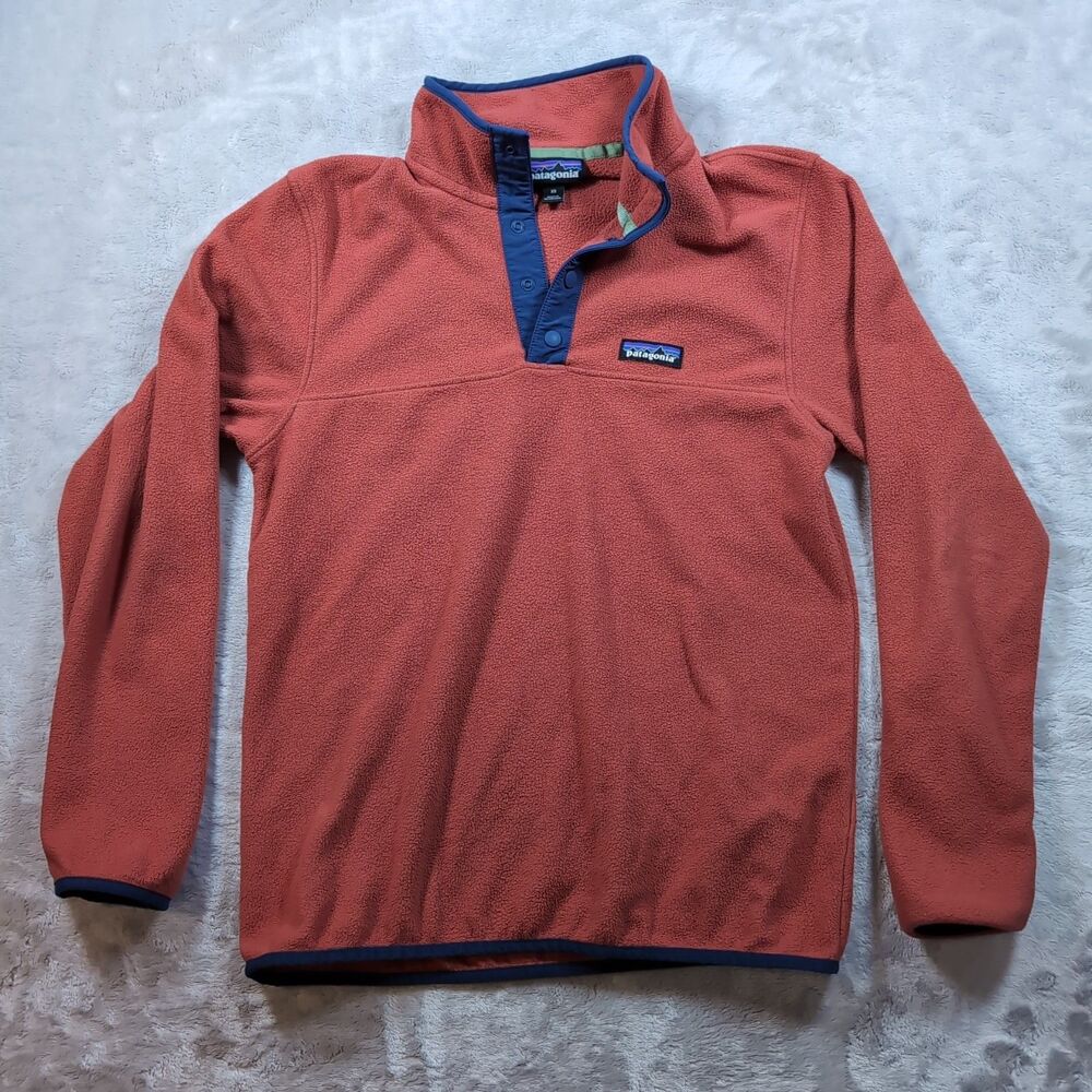 Patagonia Micro‎ D Snap-T Fleece Pullover Mens XS Orange Jacket Sweater Hiking